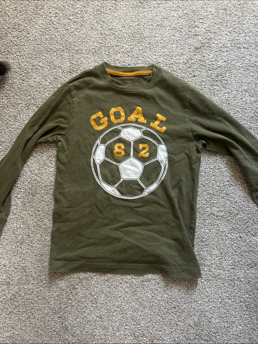 Gymboree Olive Green Soccer 'Goal 82' Long Sleeve Shirt